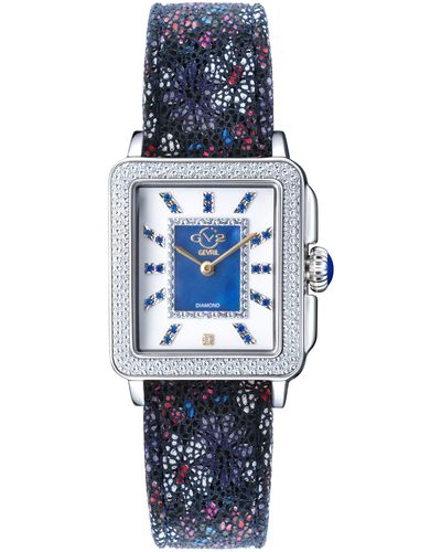 Gv2 Padova Gemstone 12332f Leather Swiss Quartz Watch - Blue