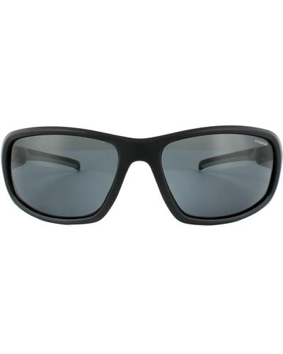 Polaroid Sport Wrap Black & Grey Grey Polarized Sunglasses