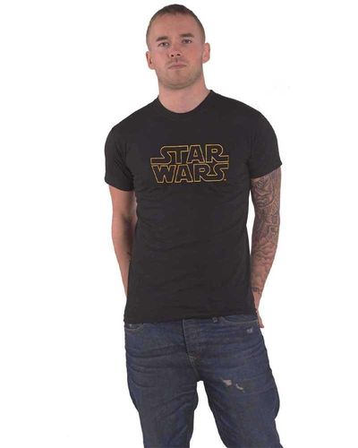 Star Wars Classic Logo Outline T Shirt - Black