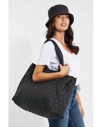 Threadbare 'hayley' Quilted Bag & Bucket Hat - Black