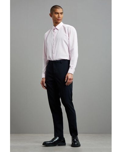 Burton Slim Navy Polyester Trousers - Grey