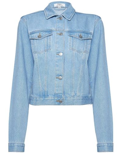 Dorothy Perkins Tall Bleach Crop Denim Jacket - Blue