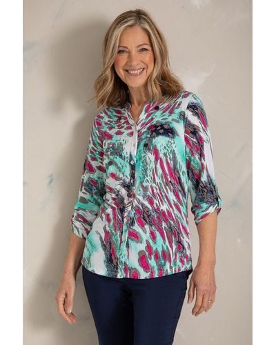 Anna Rose Animal Print Blouse With Necklace - Multicolour