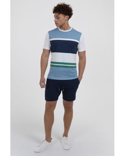 Larsson & Co Blue Block Stripe T-shirt