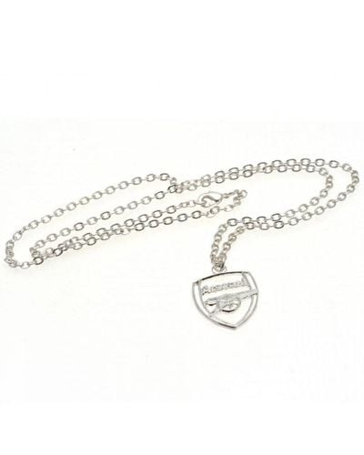 Arsenal Fc Crest Silver Plated Pendant And Chain - Metallic