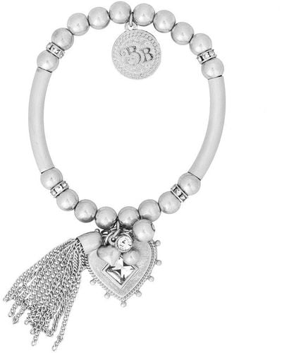 Bibi Bijoux Silver 'devotion' Heart & Tassel Ball Bracelet - White