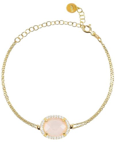 LÁTELITA London Beatrice Oval Gemstone Bracelet Gold Rose Quartz - Metallic