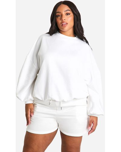Boohoo Recycled Plus Basic Oversized Sweatshirt - White