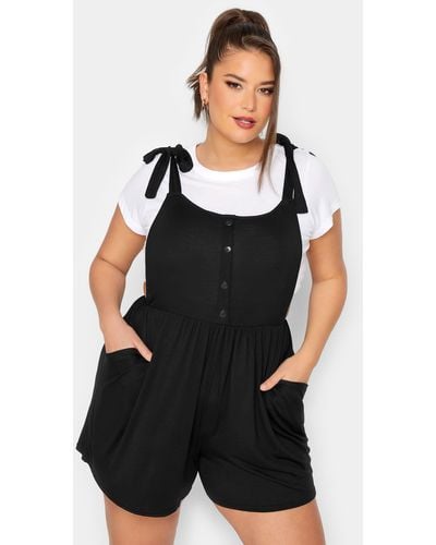 Yours Short Dungarees - Black