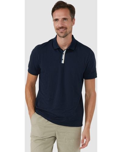 MAINE Knitted Placket Polo - Blue