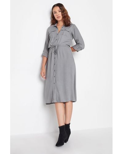Long Tall Sally Tall Midi Utility Shirt Dress - Grey