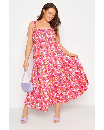 Yours Tiered Maxi Dress - Pink
