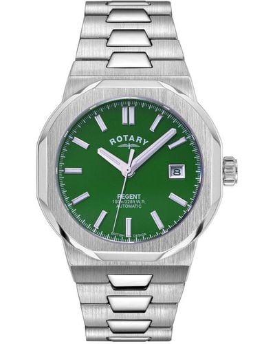 Rotary Regent Stainless Steel Classic Analogue Automatic Watch - Gb05410/24 - Green