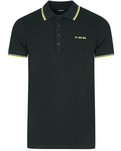 DIESEL T-randy-broken Black Polo Shirt - Green