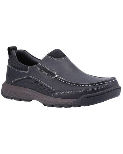 Hush Puppies 'duncan' Smooth Leather Slip On Shoes - Black
