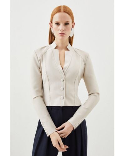 Karen Millen Figure Form Bandage Knit Cropped Jacket - White