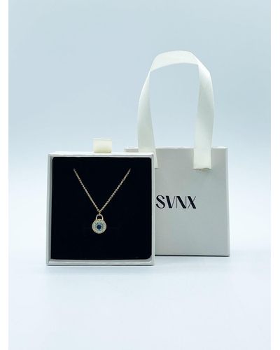 SVNX Circle Lock Necklace In Gold - White