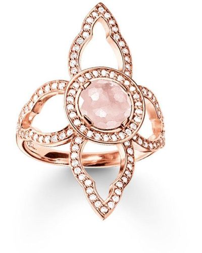 Thomas Sabo Pink Flower Rose Gold Plated Ring - Tr2067-417-9-54