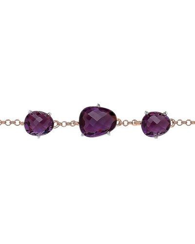 Jewelco London Rose Silver Purple Irregular-shape Cz Nugget Bracelet