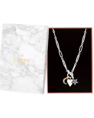 Lipsy Silver And Hematite Meaningful Charm Necklace - Gift Boxed - Black