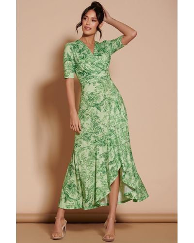 Jolie Moi Ruffle Hem Jersey Maxi Dress - Green