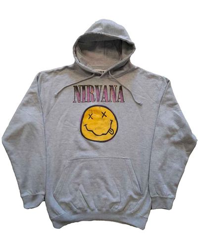 Nirvana Pink Grunge Smile Hoodie - Grey