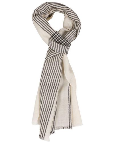 Pure Luxuries 'contrast' Cashmere & Merino Wool Neckerchief - White