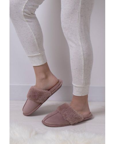 Totes Velour Mule Slippers - Grey