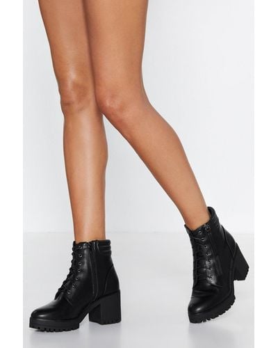 Nasty Gal Faux Leather Heeled Biker Boots - White