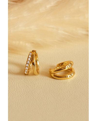 MUCHV Gold Double Helix Hoop Earrings - Yellow