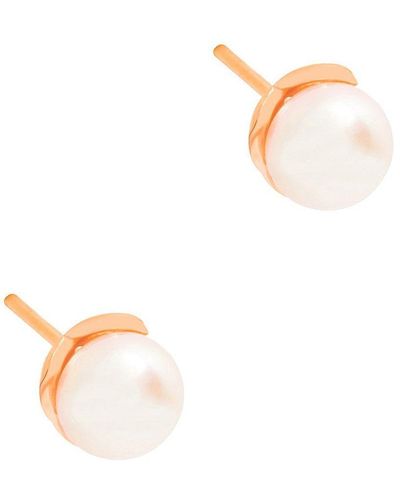 Pure Luxuries Gift Packaged 'kihm' 18ct Rose Gold Plated 925 Silver And Freshwater Pearl Stud Earrings - White