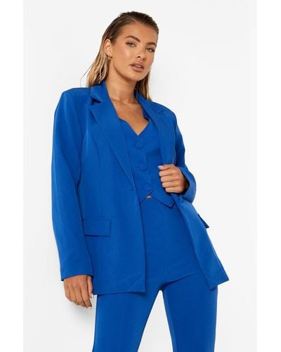 Boohoo Tailored Fitted Blazer - Blue