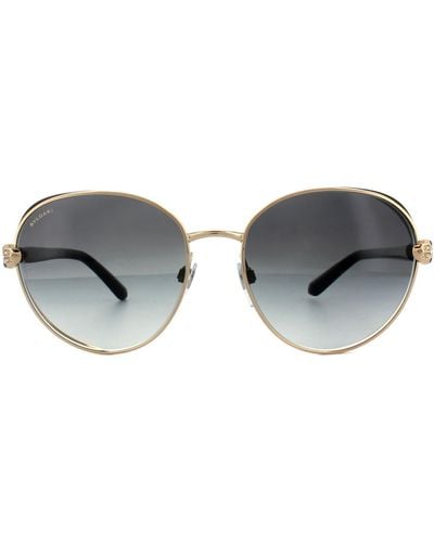 BVLGARI Oval Pink Gold Black Grey Gradient Sunglasses