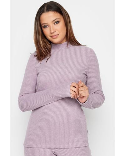 Long Tall Sally Tall High Neck Knitted Top - Purple