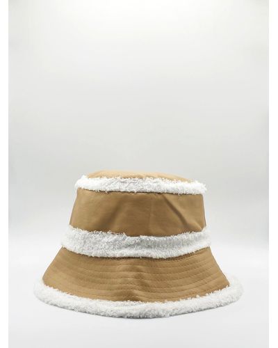 SVNX Maeve Reversible Bucket Hat In Pu & Borg - Natural