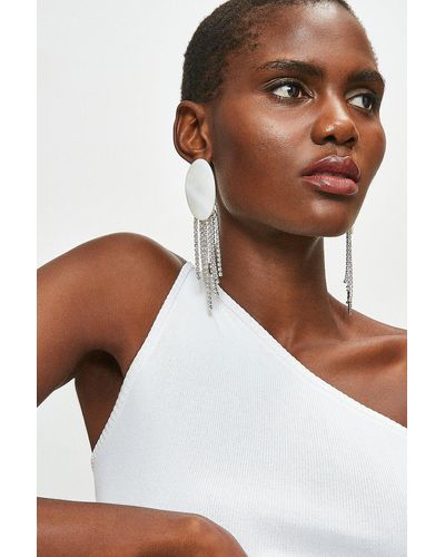 Karen Millen Diamante Statement Earrings - White