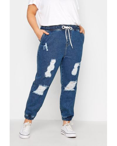 Yours Ripped Jogger Jeans - Blue