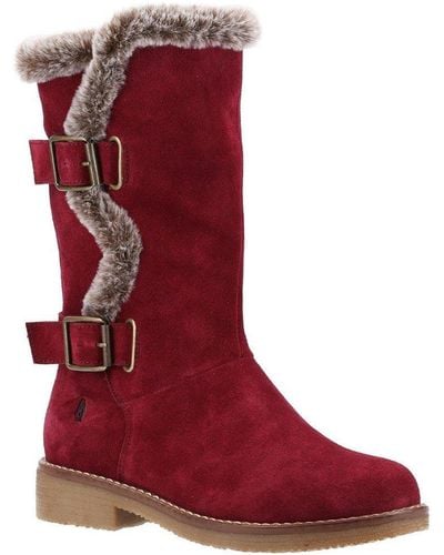 Hush Puppies 'megan' Suede Leather Mid Boots - Red