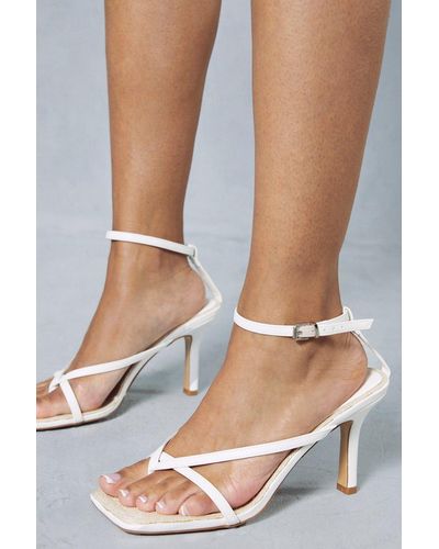 MissPap Woven Sole Mid Heel Sandals - White