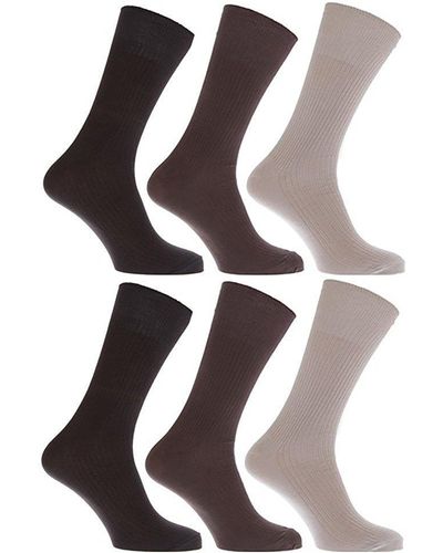 Universal Textiles Bamboo Super Soft Work/casual Non Elastic Top Socks (pack Of 6) - Brown