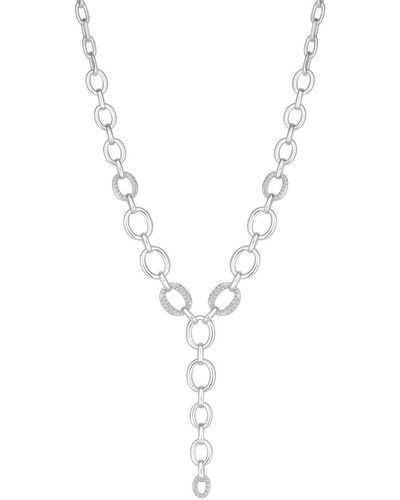 Mood Silver Crystal Fine Chain Y Drop Necklace - Blue