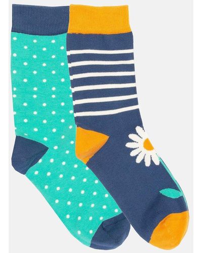 Kite Flower Dot Socks - Blue