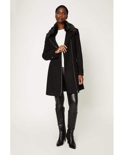 Wallis black faux fur coat cheap