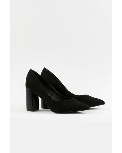Wallis Wide Fit Black Block Heel Shoes