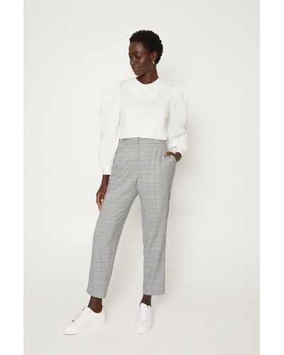 Oasis Check Suit Trousers - White