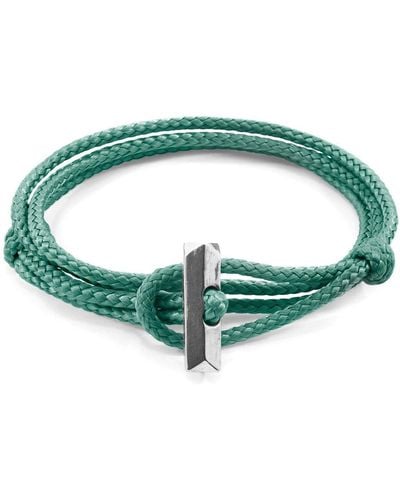 Anchor and Crew Oxford Silver And Rope Bracelet - Green