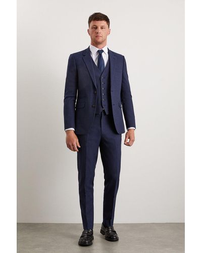 Burton Slim Fit Navy Marl Suit Jacket - Blue