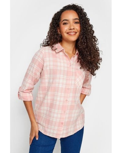 M&CO. Check Print Cotton Boyfriend Shirt - Pink