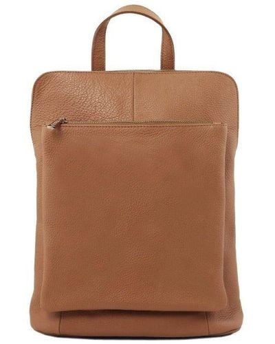 Sostter Camel Soft Pebbled Leather Pocket Backpack - Byeyl - Brown