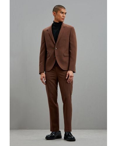 Burton Super Skinny Fit Brown Bi-stretch Suit Jacket